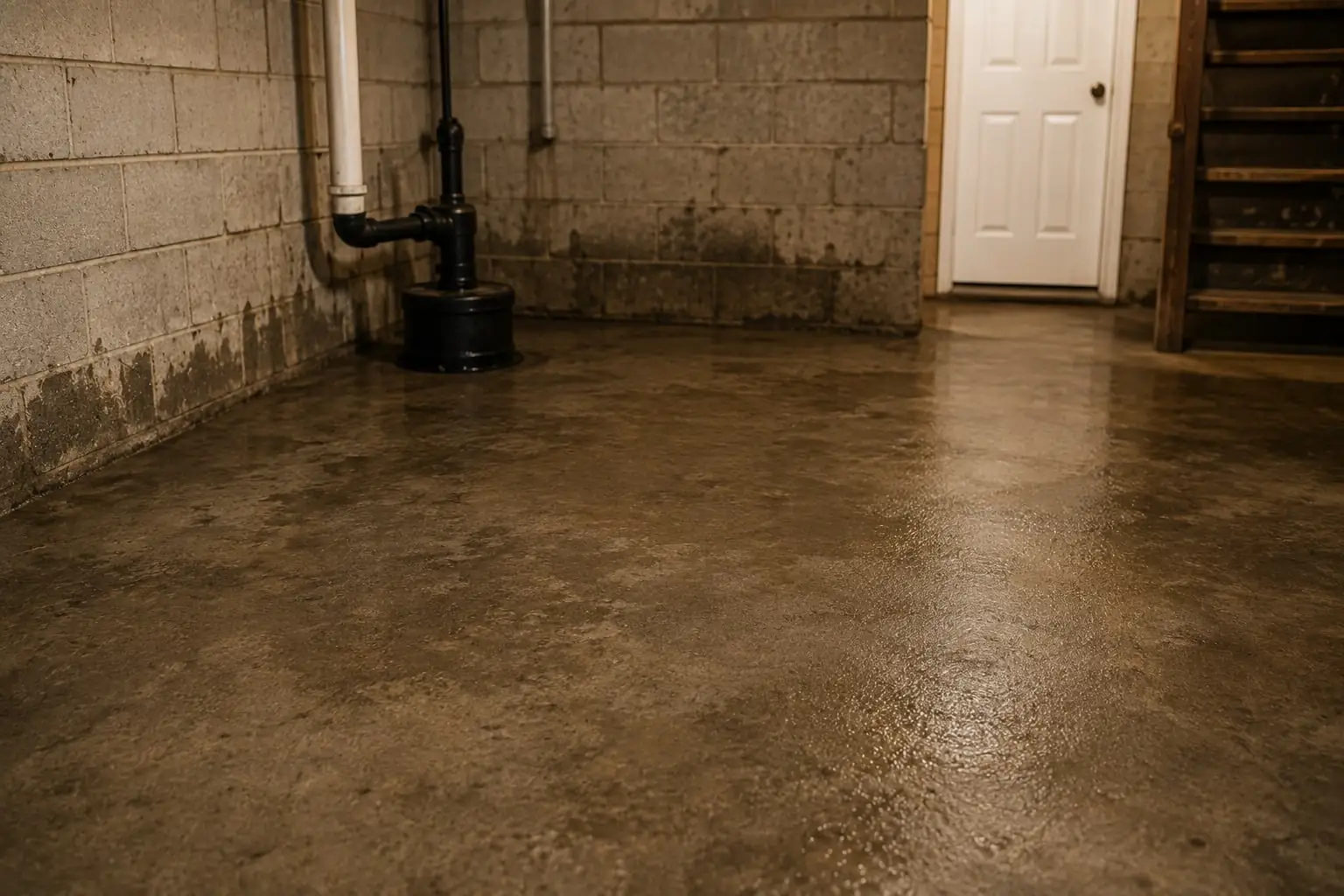 Basement dampness that may signal an underground water problem