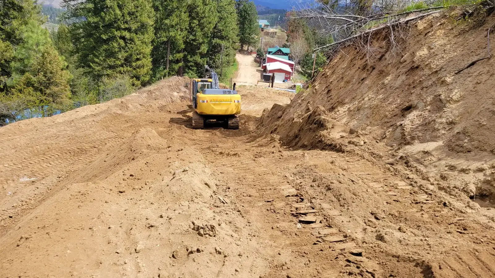 Excavation for a drainage system installation on a Boise, Idaho property