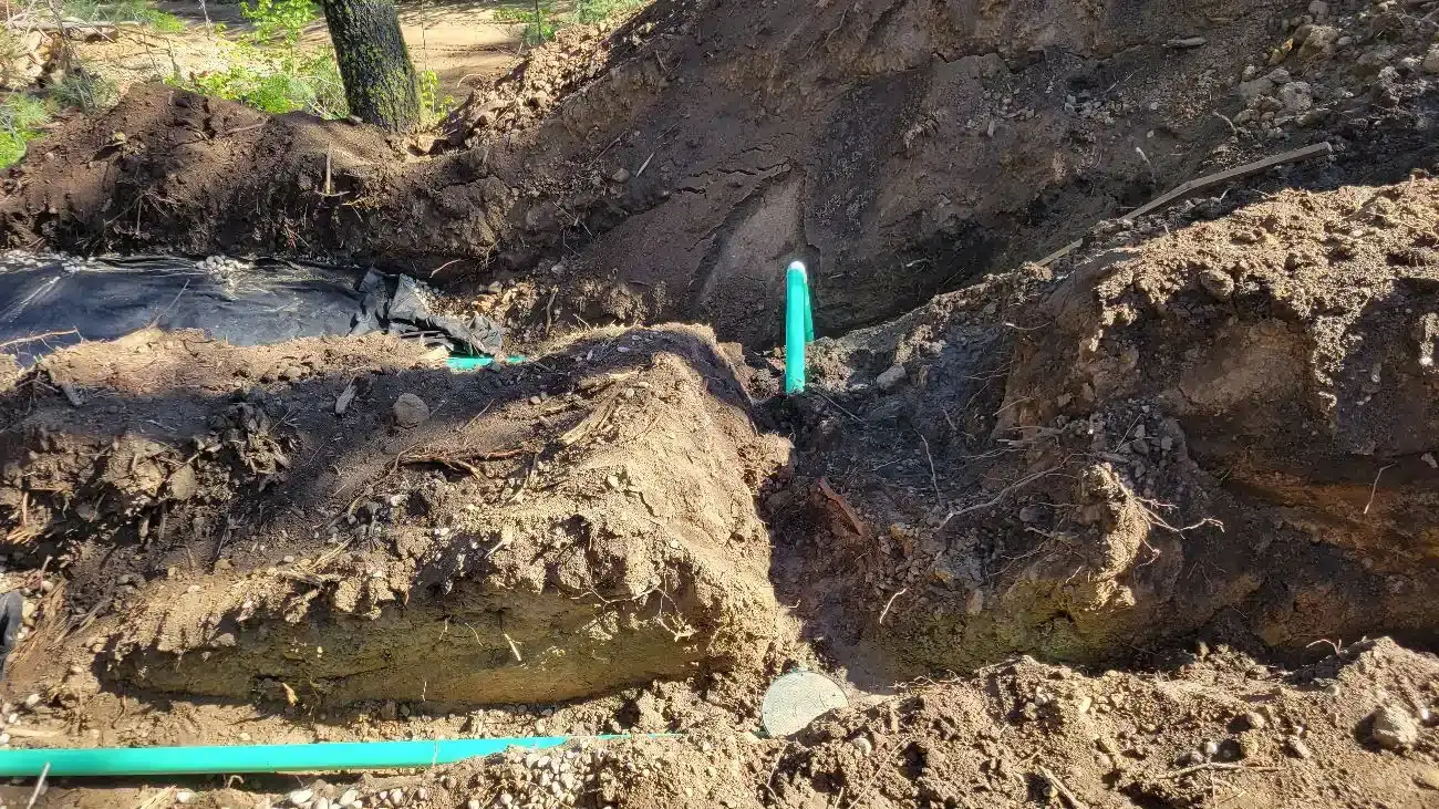 Open excavation for septic line work in the Treasure Valley