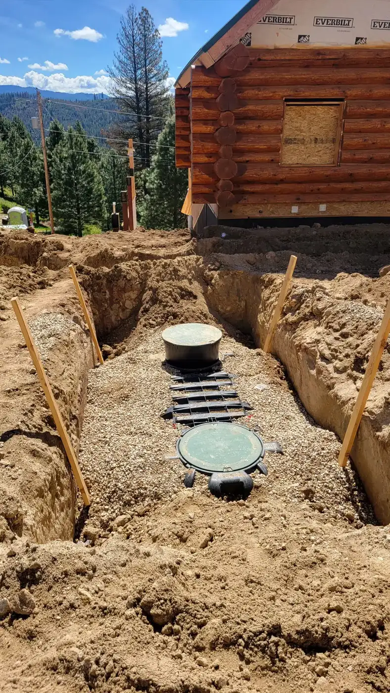 Aerial view of a septic installation project in the Treasure Valley