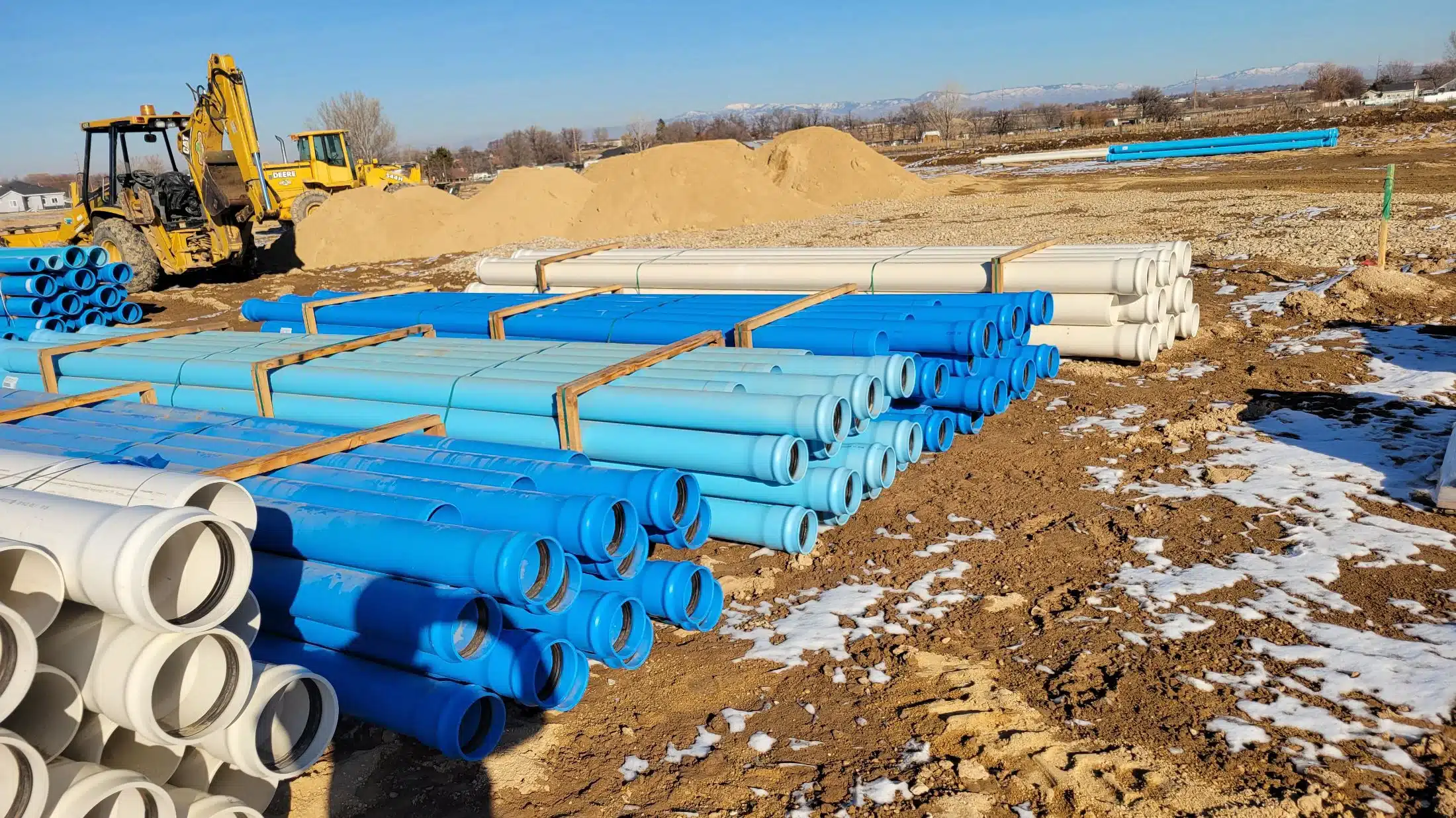 Water line trench excavated across a Boise, Idaho property